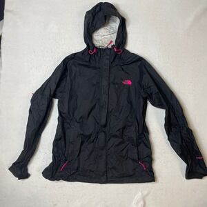 The North Face HyVent Black Waterproof Rain‎ Jacket Women's Size Medium Pink